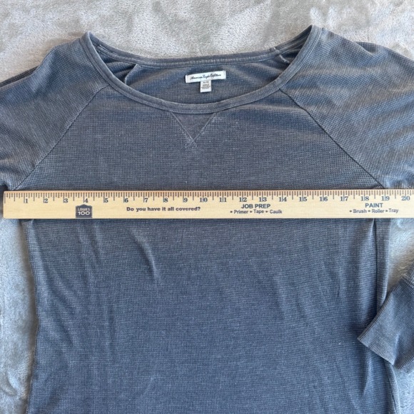 American Eagle Thermal Shirt Womens XL Gray Minimalist Grunge Layering Top - Picture 4 of 7
